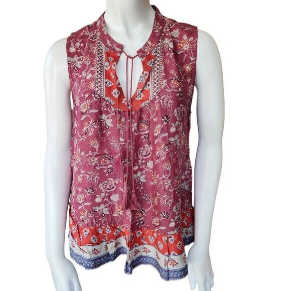 Beach Lunch Lounge Mauve Floral Boho Sleeveless Top (XS) - Picture 3 of 6